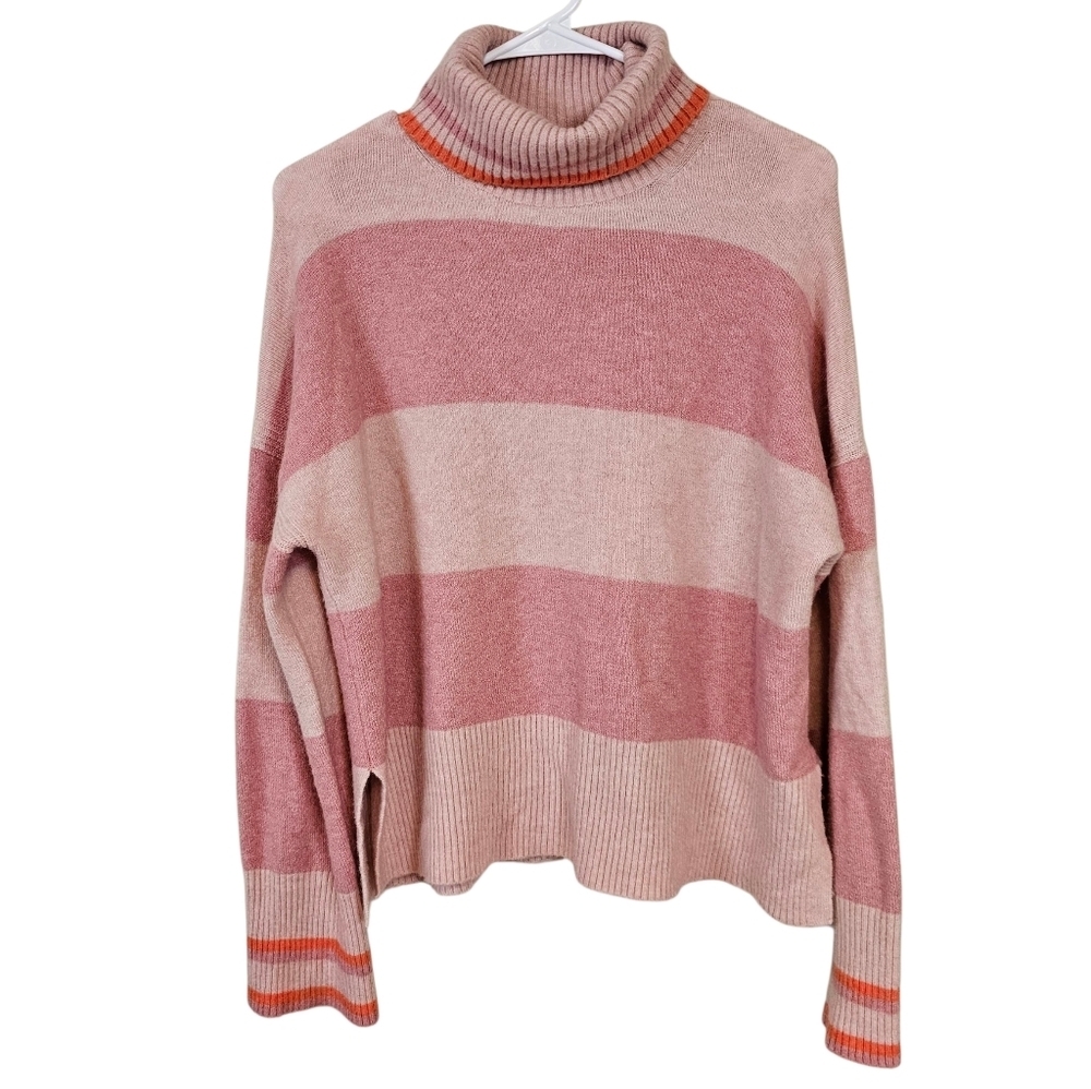 J. Crew Alpaca Turtleneck Striped Sweater Supersoft Yarn Merino Wool Pullover